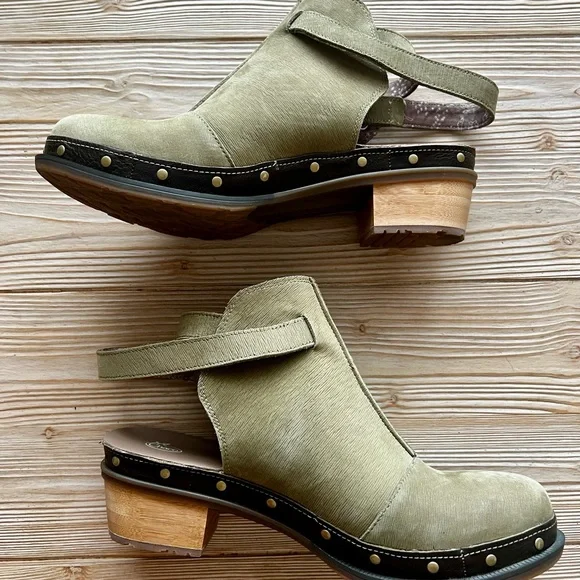 Chaco Olive Slingback Clog Sandals | Studded Wood Heel | Size 10.5 | Like New - Picture 2 of 5